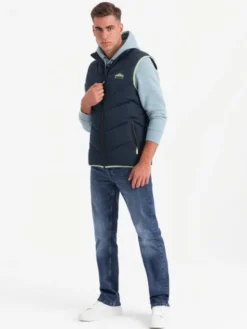 Ombre Kamizelka OM-JAVJ-0210 Granatowy Regular Fit