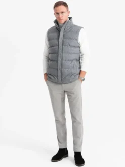 Ombre Kamizelka OM-JAVJ-0200 Szary Regular Fit