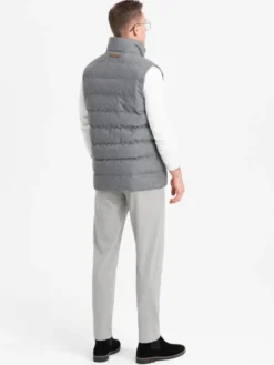Ombre Kamizelka OM-JAVJ-0200 Szary Regular Fit