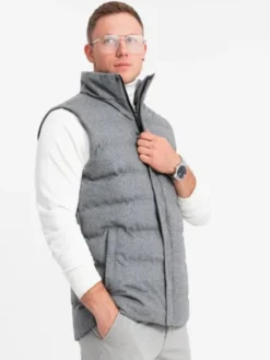 Ombre Kamizelka OM-JAVJ-0200 Szary Regular Fit