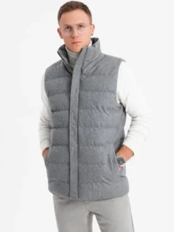 Ombre Kamizelka OM-JAVJ-0200 Szary Regular Fit