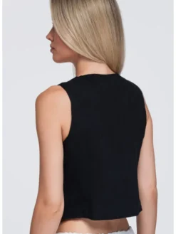 Ombre Kamizelka OW-VE-E0010 Czarny Slim Fit