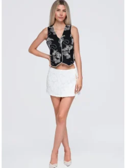 Ombre Kamizelka OW-VE-E0010 Czarny Slim Fit