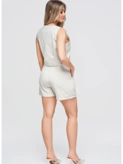 Ombre Kamizelka OW-VE-E0009 Kremowy Slim Fit