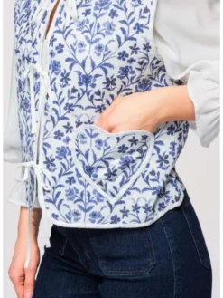 Ombre Kamizelka OW-VE-E0003 Niebieski Regular Fit