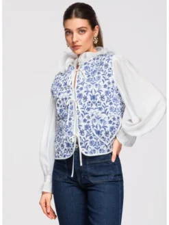 Ombre Kamizelka OW-VE-E0003 Niebieski Regular Fit