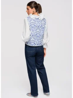 Ombre Kamizelka OW-VE-E0003 Niebieski Regular Fit
