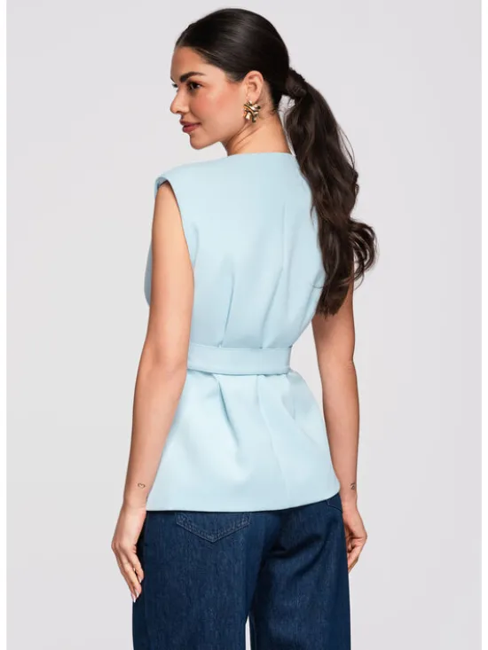 Ombre Kamizelka OW-VE-E0001 Niebieski Slim Fit