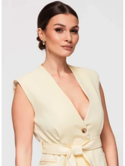 Ombre Kamizelka OW-VE-E0001 Żółty Slim Fit