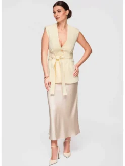 Ombre Kamizelka OW-VE-E0001 Żółty Slim Fit