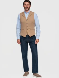 Ombre Kamizelka V66 Brązowy Slim Fit