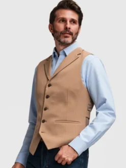 Ombre Kamizelka V66 Brązowy Slim Fit