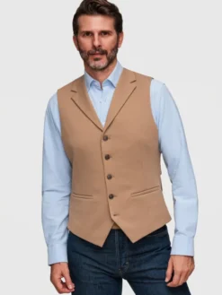 Ombre Kamizelka V66 Brązowy Slim Fit