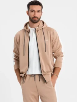 Ombre Komplet dresowy Z118 Beżowy Regular Fit