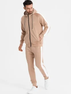 Ombre Komplet dresowy Z118 Beżowy Regular Fit