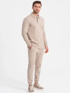 Ombre Komplet dresowy Z71 Beżowy Regular Fit