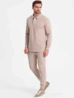 Ombre Komplet dresowy Z71 Beżowy Regular Fit