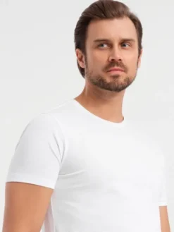 Ombre Komplet t-shirtów OM-TSBS-0232 Biały Regular Fit