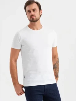 Ombre Komplet t-shirtów OM-TSBS-0232 Biały Regular Fit