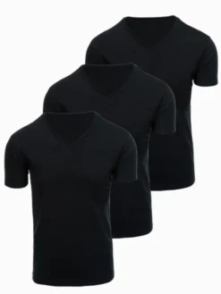 Ombre Komplet t-shirtów OM-TSBS-0281 Czarny Regular Fit
