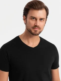 Ombre Komplet t-shirtów OM-TSBS-0233 Czarny Regular Fit
