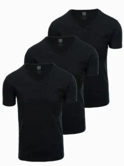 Ombre Komplet t-shirtów OM-TSBS-0233 Czarny Regular Fit