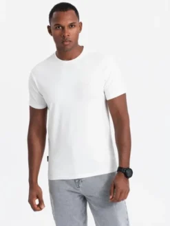 Ombre Komplet t-shirtów Z101 Biały Slim Fit