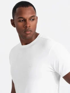 Ombre Komplet t-shirtów Z101 Biały Slim Fit