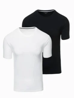 Ombre Komplet t-shirtów Z101 Biały Slim Fit