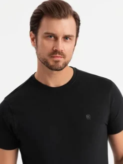 Ombre Komplet t-shirtów Z101 Czarny Slim Fit