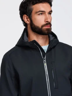 Ombre Kurtka przejściowa OM-JANP-0292 Czarny Regular Fit