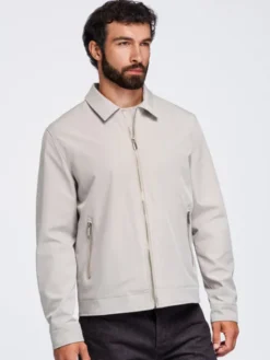 Ombre Kurtka przejściowa OM-JANP-0224 Szary Regular Fit
