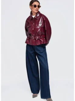 Ombre Kurtka przejściowa OW-JAFL-0141 Bordowy Relaxed Fit