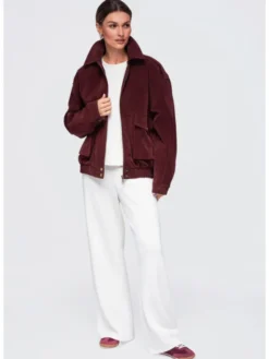 Ombre Kurtka przejściowa OW-JANP-0142 Bordowy Relaxed Fit