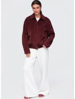 Ombre Kurtka przejściowa OW-JANP-0142 Bordowy Relaxed Fit