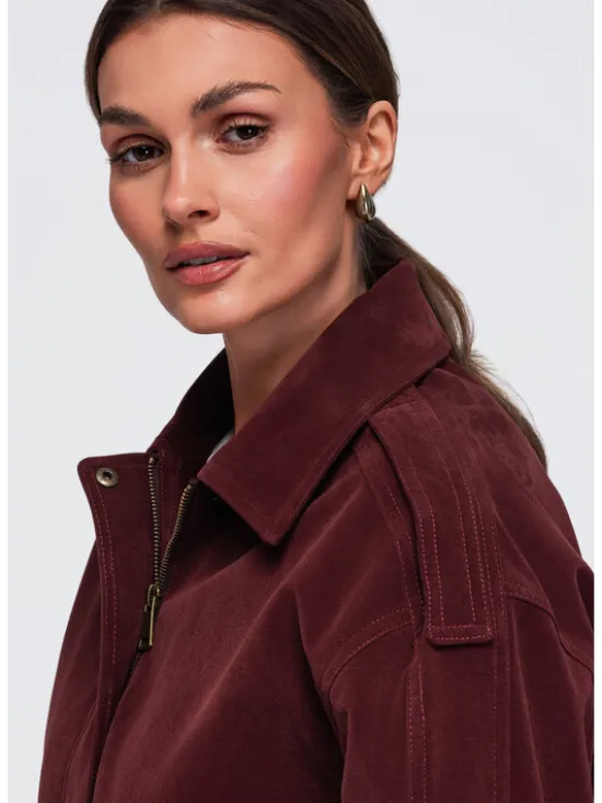 Ombre Kurtka przejściowa OW-JANP-0142 Bordowy Relaxed Fit