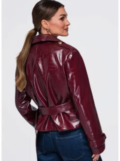 Ombre Kurtka przejściowa OW-JAFL-0144 Bordowy Regular Fit