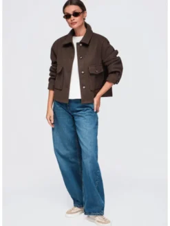 Ombre Kurtka przejściowa OW-JANP-0140 Brązowy Relaxed Fit