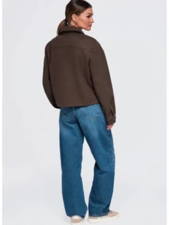 Ombre Kurtka przejściowa OW-JANP-0140 Brązowy Relaxed Fit
