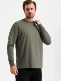 Ombre Longsleeve OM-LSBC-0129 Zielony Loose Fit