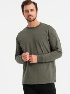 Ombre Longsleeve OM-LSBC-0129 Zielony Loose Fit