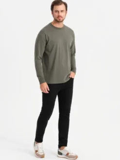 Ombre Longsleeve OM-LSBC-0129 Zielony Loose Fit
