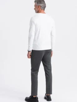 Ombre Longsleeve OM-LSBL-0108 Biały Classic Fit