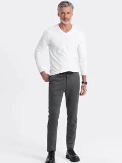 Ombre Longsleeve OM-LSBL-0108 Biały Classic Fit