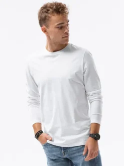 Ombre Longsleeve OM-LSBL-0106 Biały Regular Fit