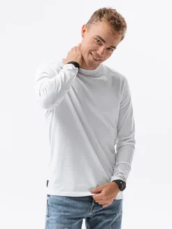 Ombre Longsleeve OM-LSBL-0106 Biały Regular Fit