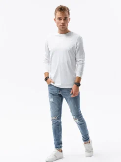Ombre Longsleeve OM-LSBL-0106 Biały Regular Fit