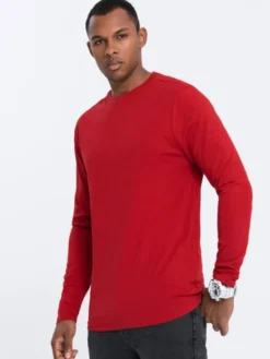 Ombre Longsleeve OM-LSBL-0106 Czerwony Regular Fit