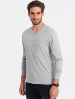 Ombre Longsleeve OM-LSBL-0108 Szary Fitting Fit