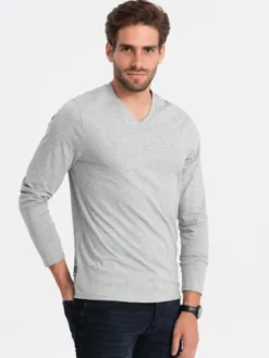 Ombre Longsleeve OM-LSBL-0108 Szary Fitting Fit